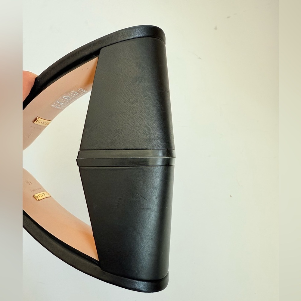Gucci Black leather Baby Horsebit block heel 70mm open toe mules EU 40 - Picture 5 of 12